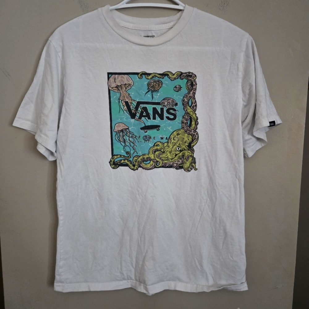 5 for $25 Vans Boys XL White Graphic T-Shirt for Short Sleeve Casual Top
